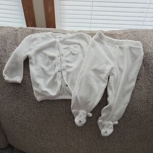 Adorable White Baby Outfit with Bear Feet